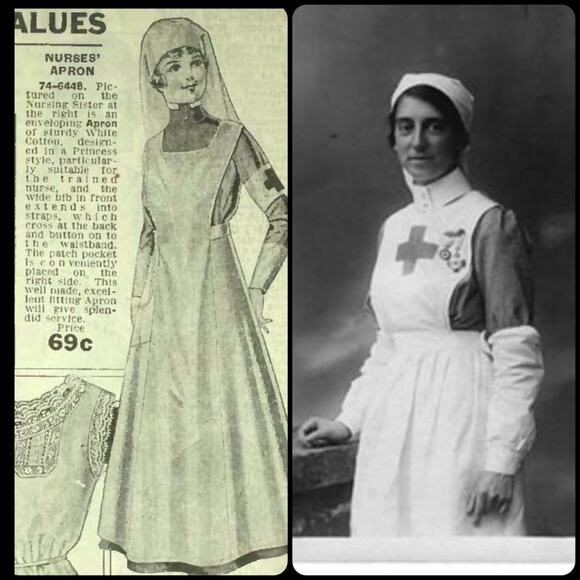 Historical Civil War Reenactment Medic Nurse's Apron and Headscarf Set - Picture 12 of 12